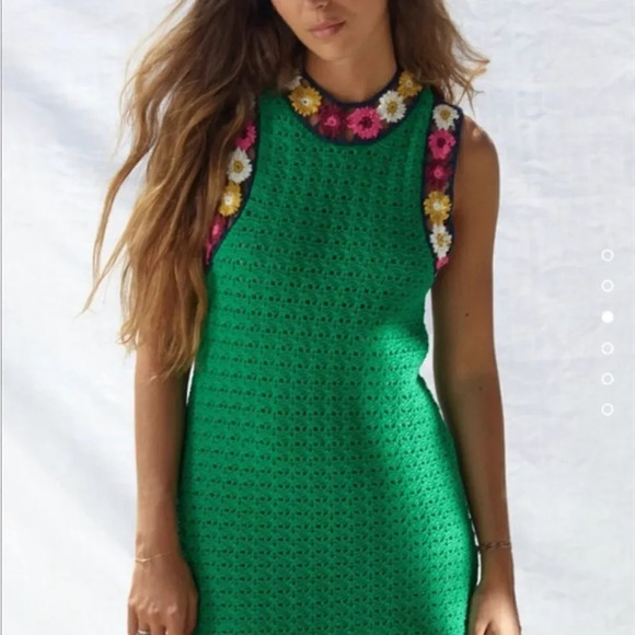 ZARA NEW WOMAN GREEN FLORAL CROCHET KNIT DRESS - LIMITED EDITION SIZE S - Picture 2 of 10